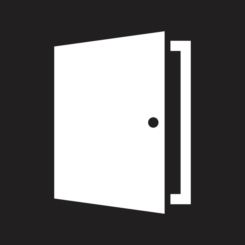 eps10 witte vector deur solide pictogram of logo in eenvoudige platte trendy moderne stijl geïsoleerd op zwarte achtergrond