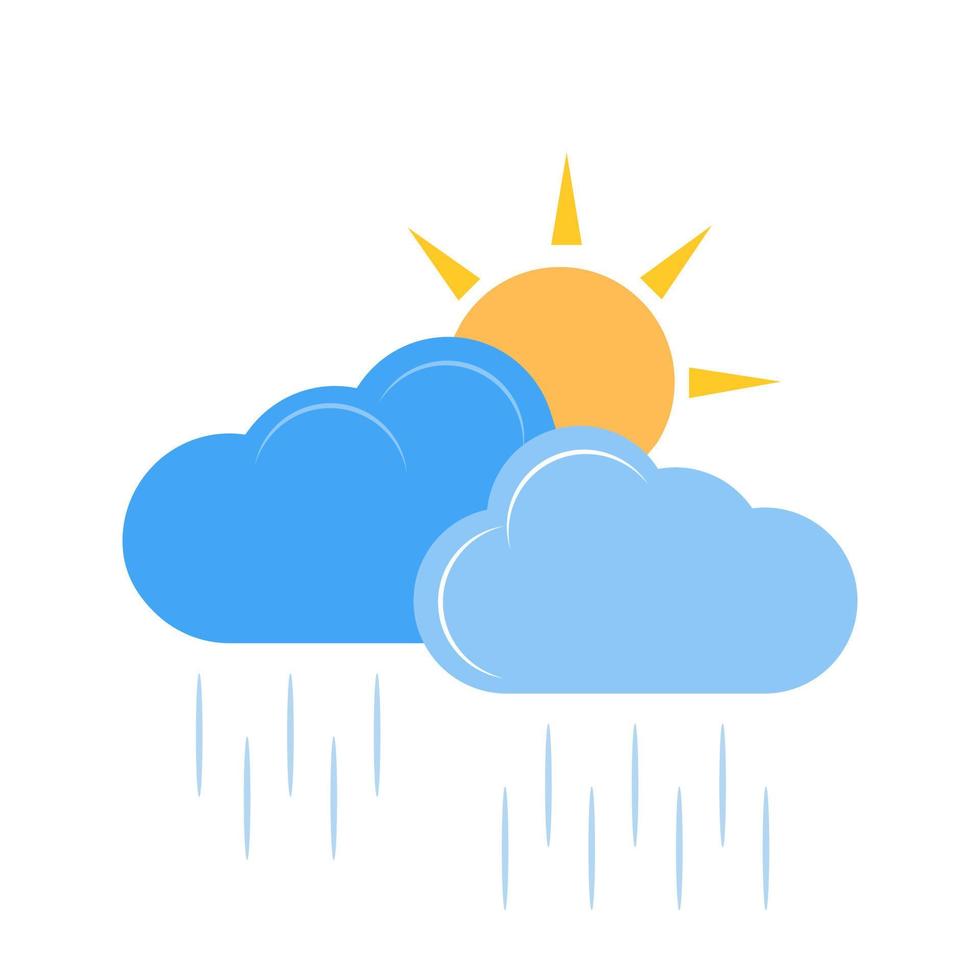 zonnig en regenachtig ik plat veelkleurig pictogram vector