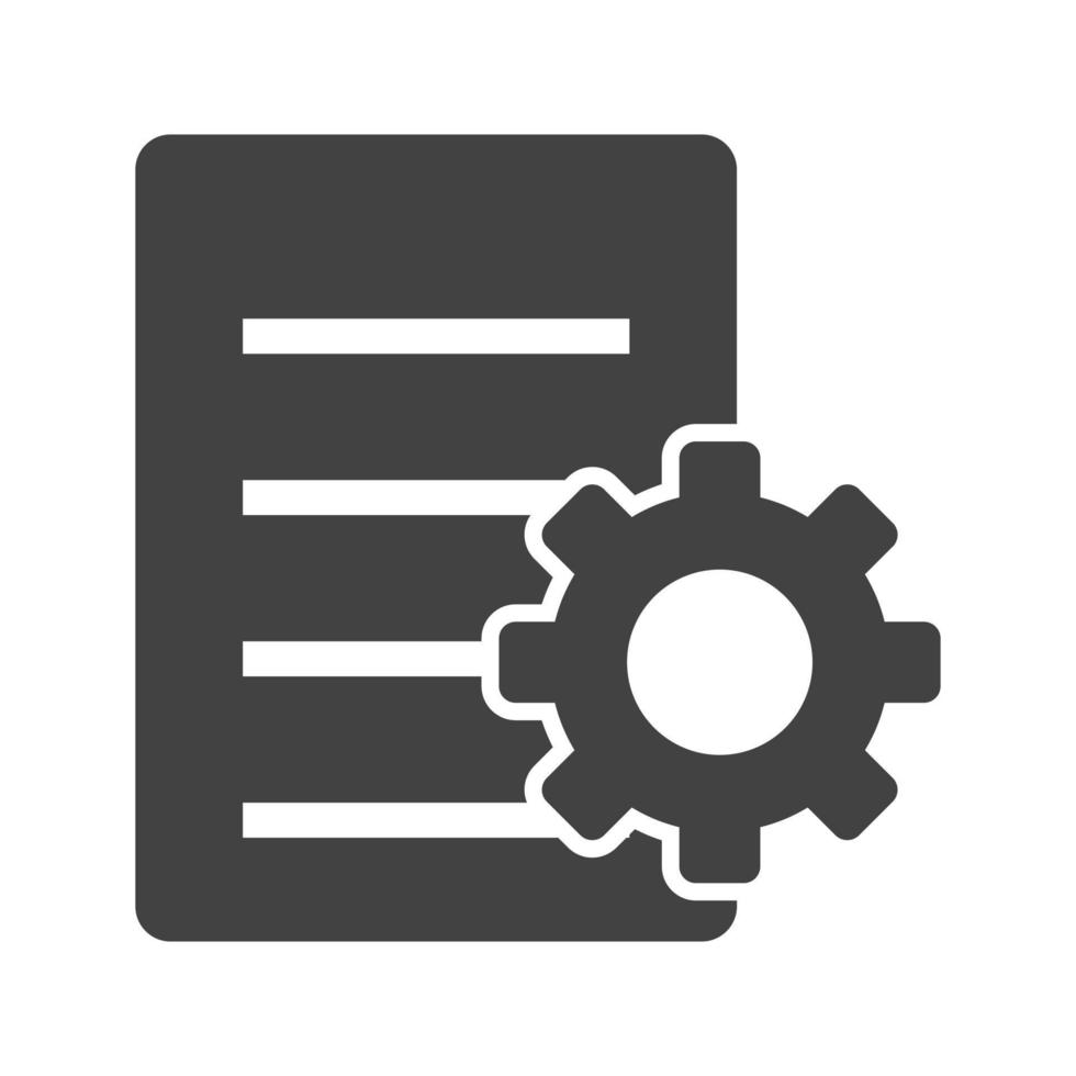 document instellingen glyph zwart pictogram vector