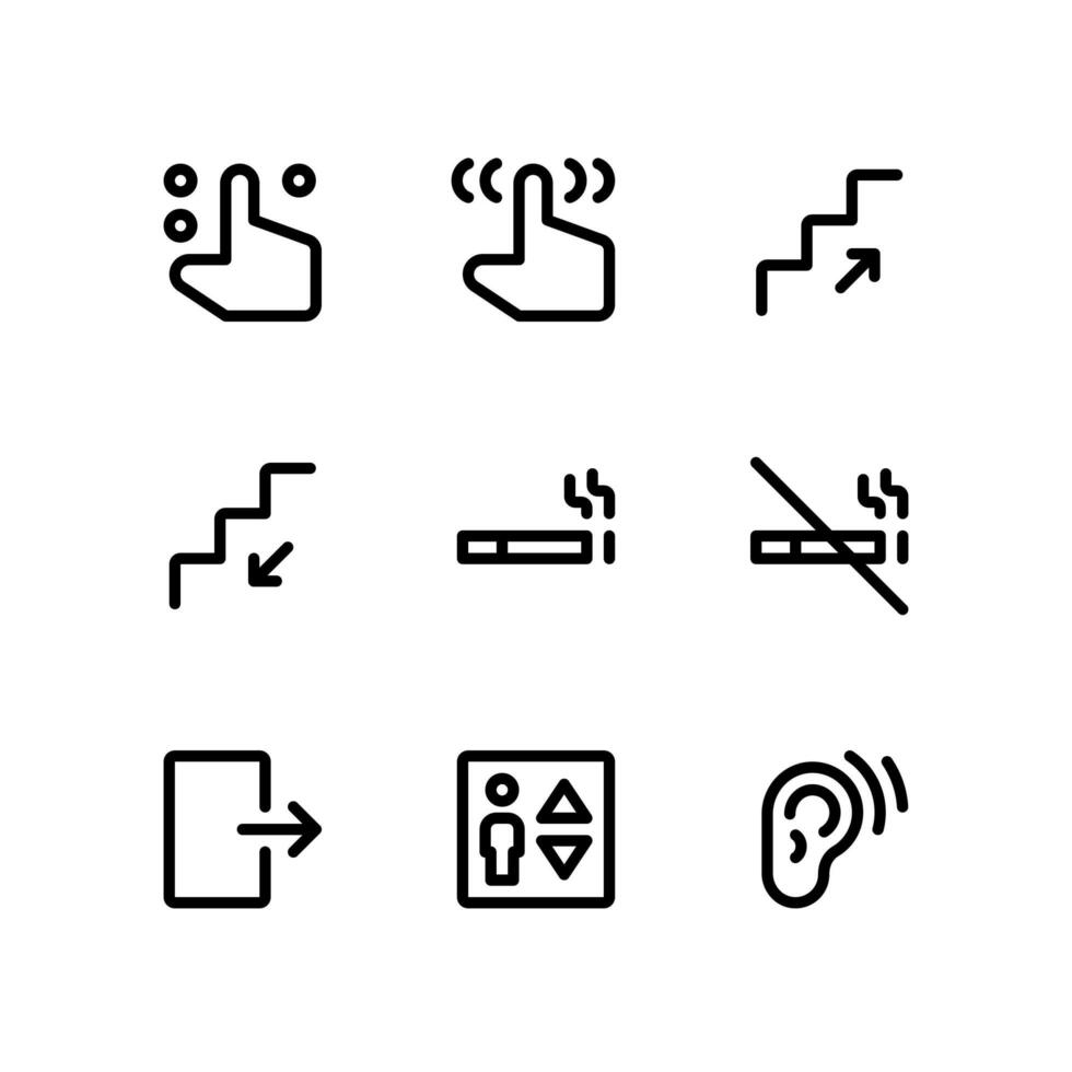 lijnzoekpictogrammen inclusief vingerknop, trap en meer vector