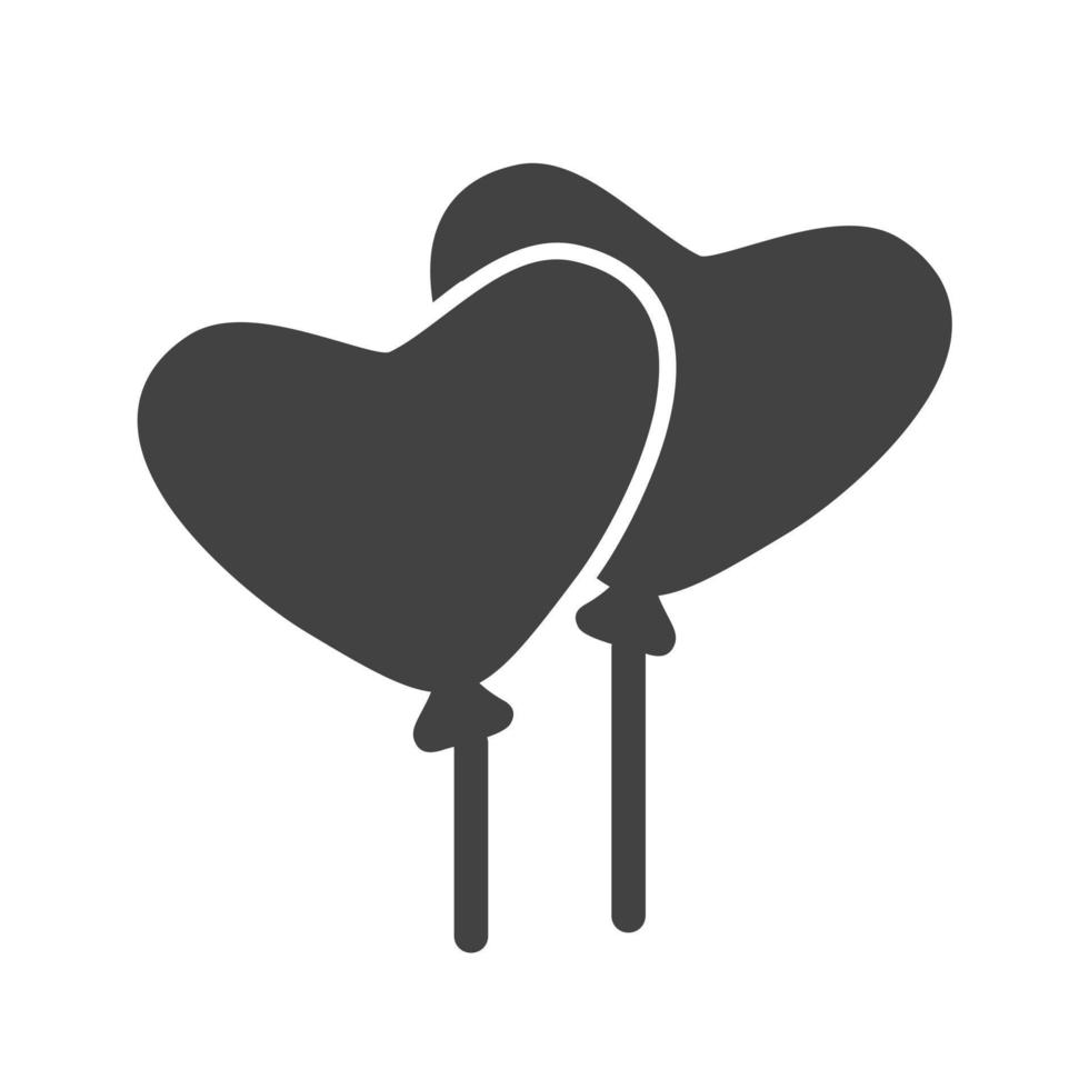 hartvormige ballon glyph zwart pictogram vector