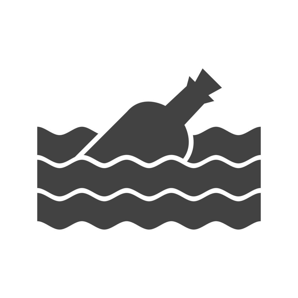 fles in water glyph zwart pictogram vector