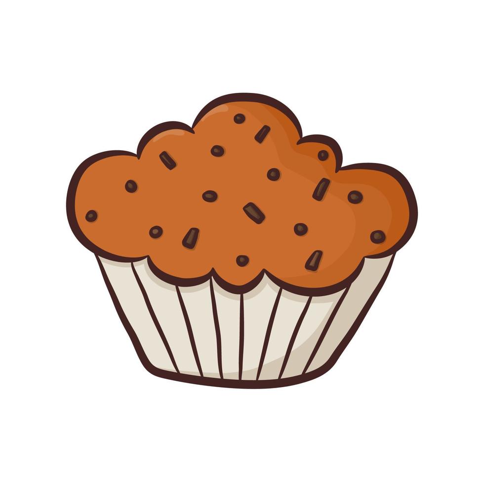 leuke kleurrijke muffin geïsoleerd op een witte achtergrond. vector illustratie