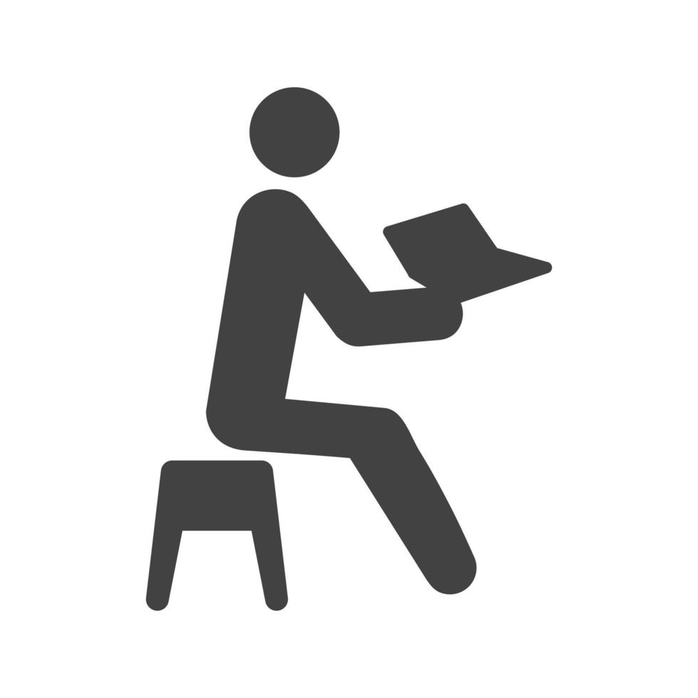 man leest verhalenboek glyph zwart pictogram vector