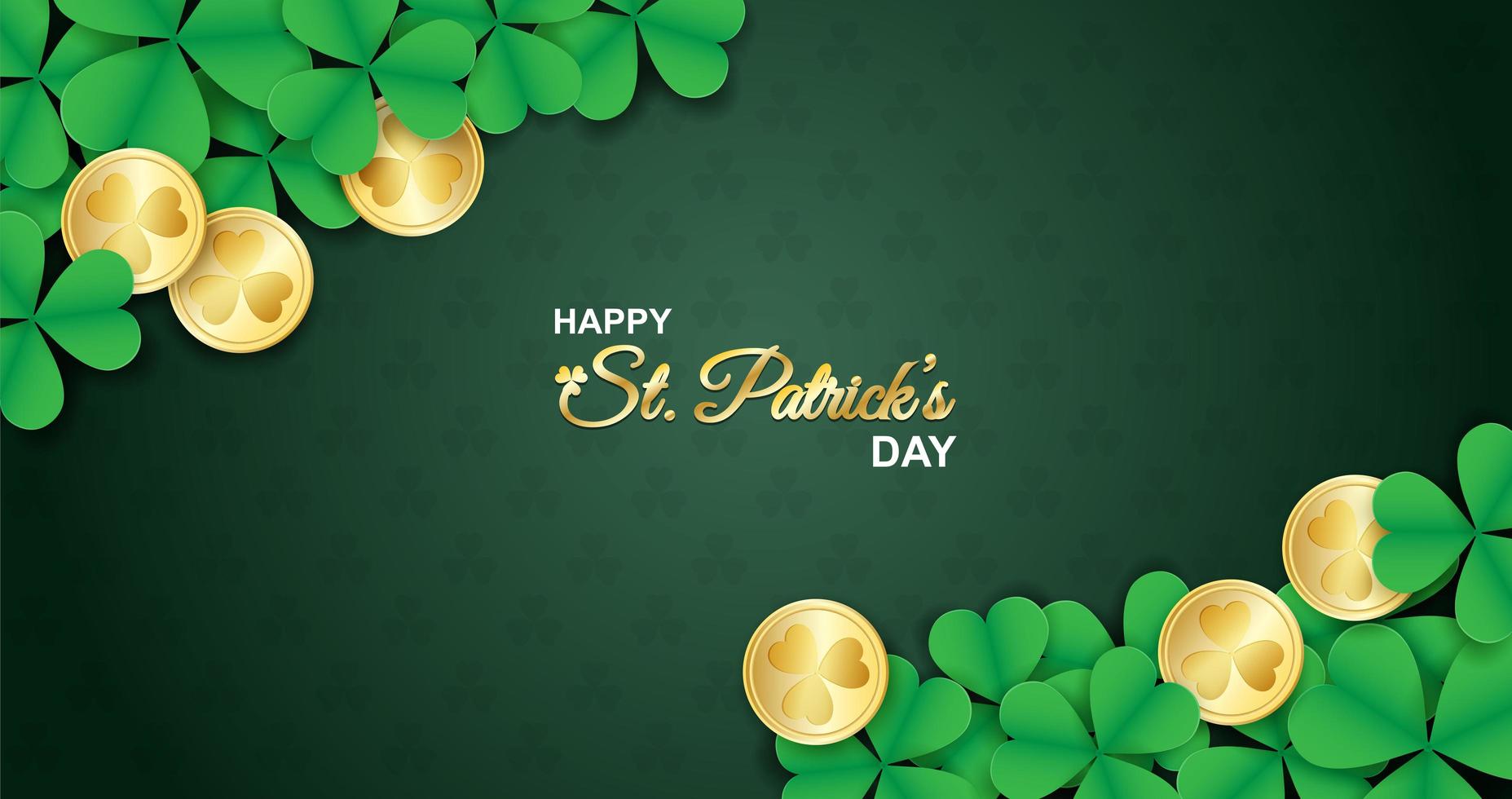 st. Patricks poster met klavers en munten in hoeken vector