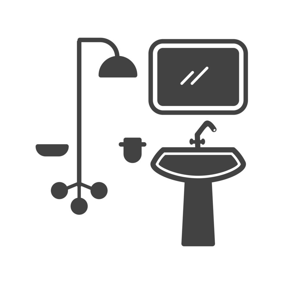 wasruimte glyph zwart pictogram vector