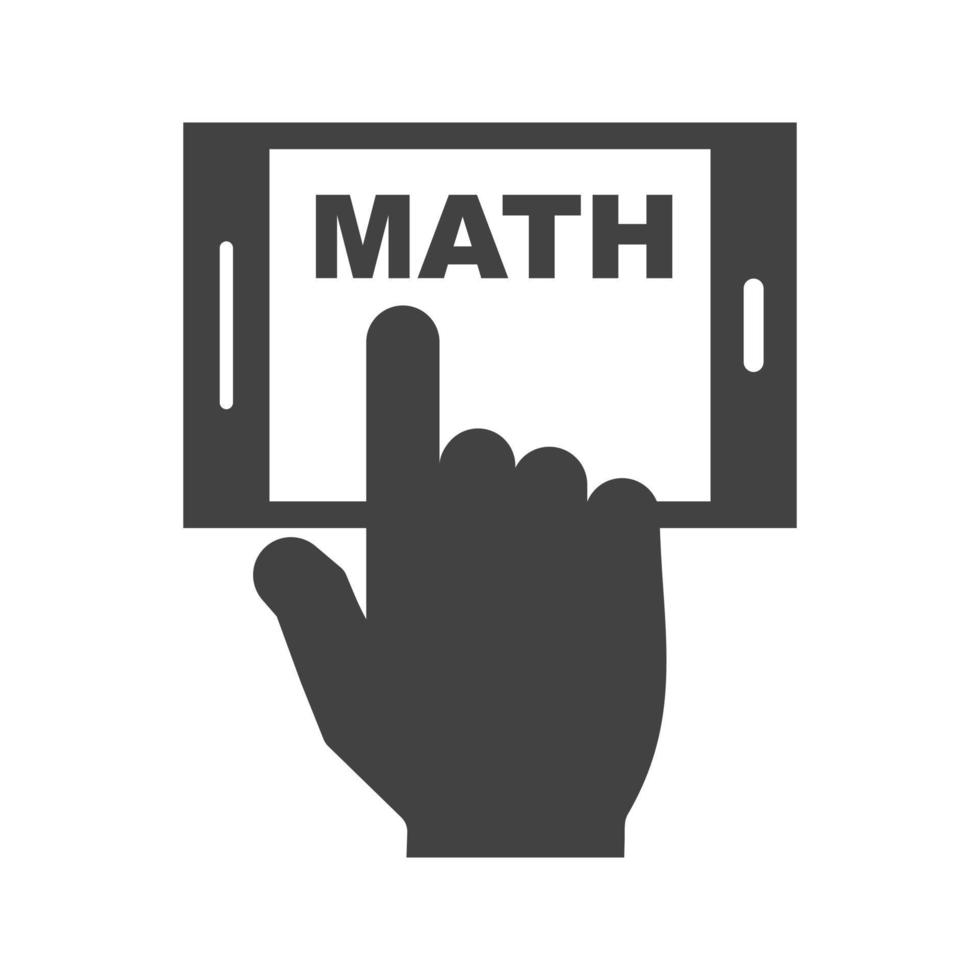 wiskunde studeren op mobiel glyph zwart pictogram vector