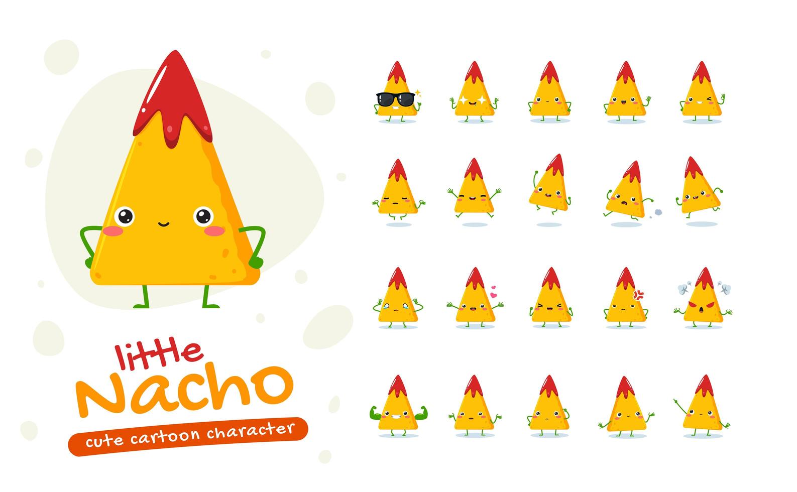 nacho mascotte tekenset vector