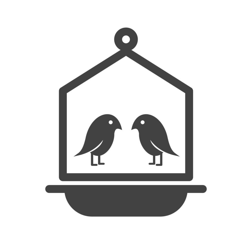 vogel in vogelhuis glyph zwart pictogram vector