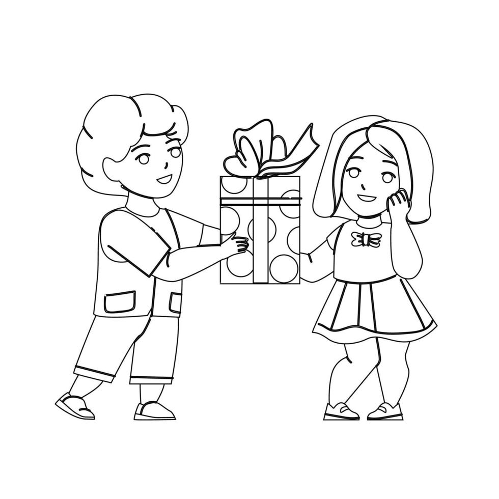 jongen geeft cadeau aan vriendin op verjaardag vector