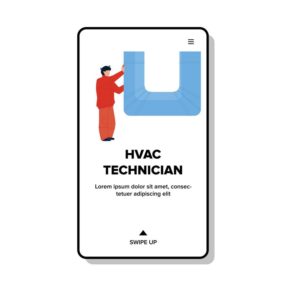 hvac technicus man reparatie of installatie vector