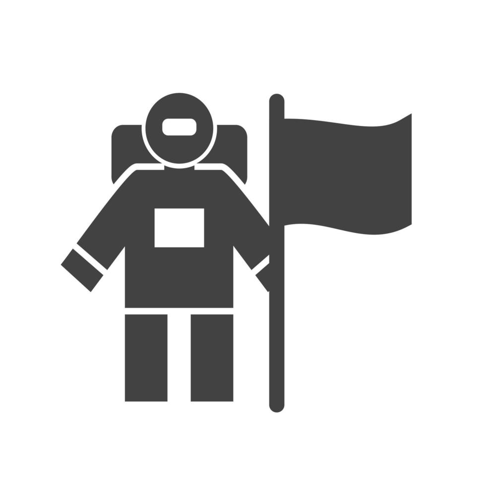 man met vlag glyph zwart pictogram vector