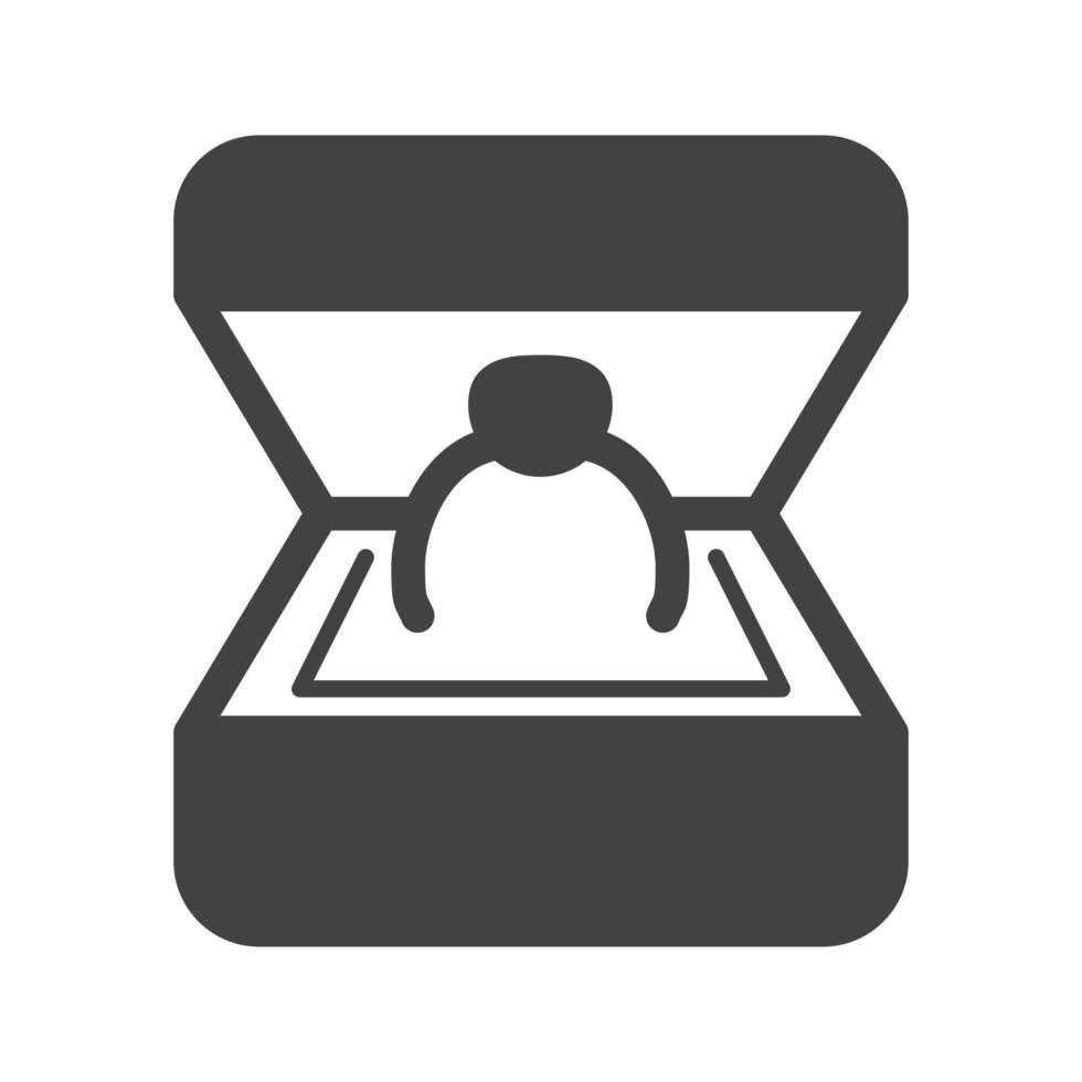 ring in een doos glyph zwart pictogram vector