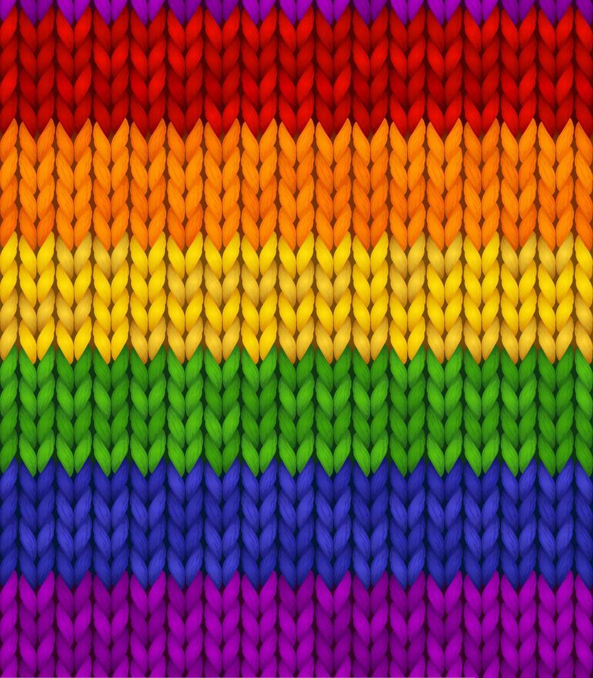 regenboog realistische gebreide textuur. kleurrijk naadloos patroon voor lgbt. bewerkbare achtergrond voor banner, site, kaart, behang. vectorillustratie voor trots. vector