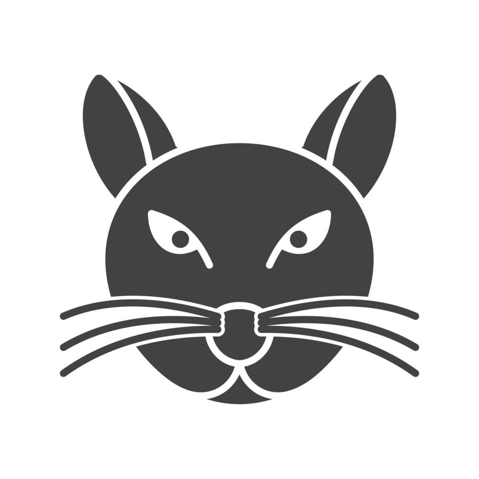 kat gezicht glyph zwart pictogram vector