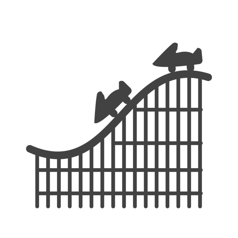 achtbaan glyph zwart pictogram vector