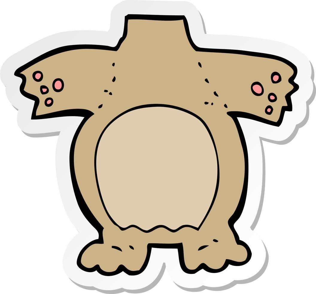 sticker van een cartoon teddybeer lichaam vector