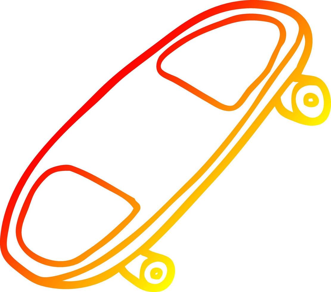 warme gradiënt lijntekening cartoon skate board vector