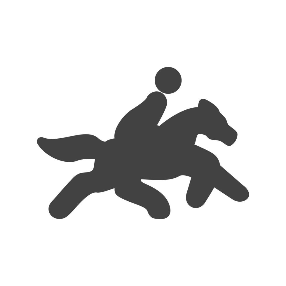 paard ruiter glyph zwart pictogram vector