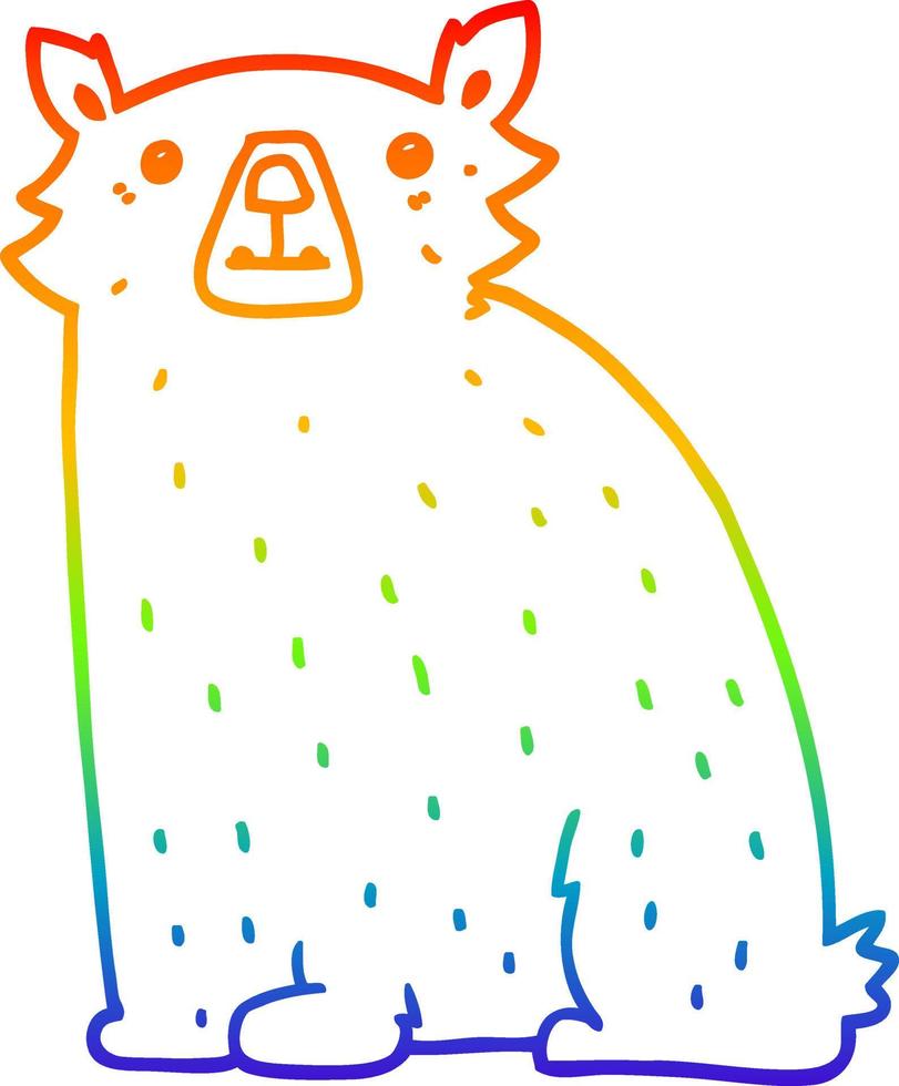 regenbooggradiënt lijntekening cartoon beer vector