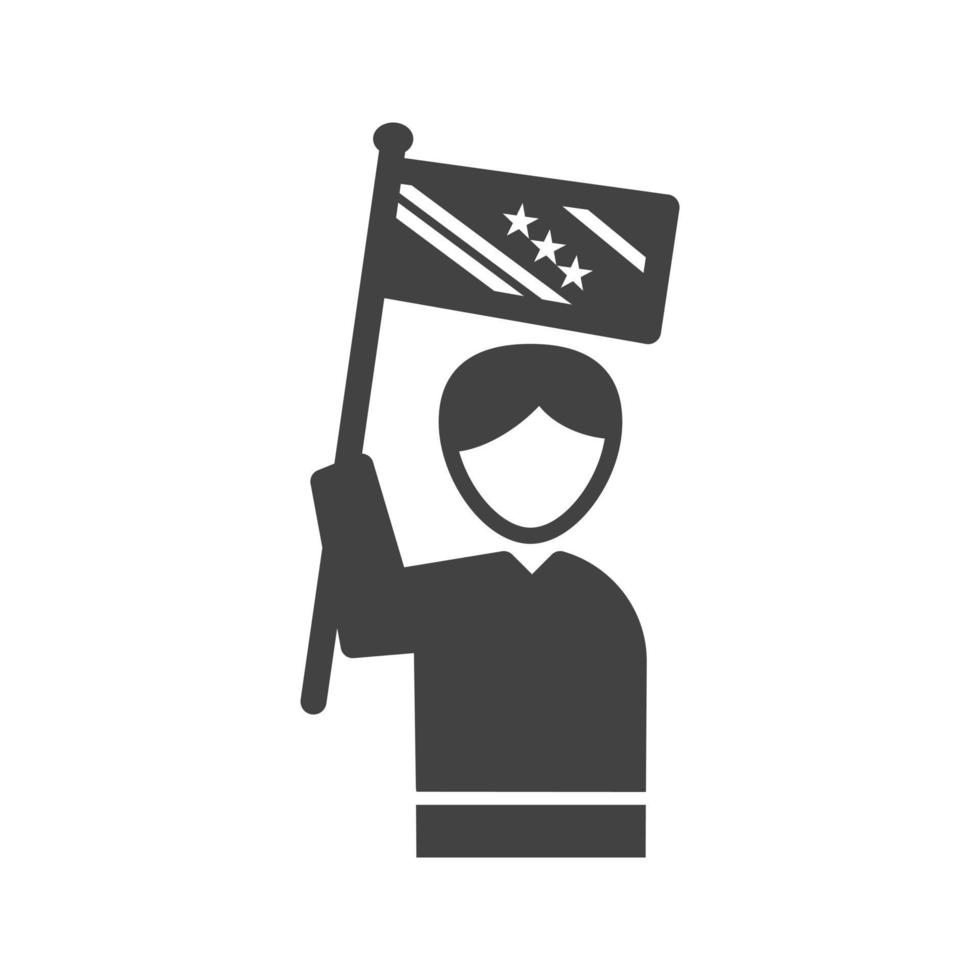 het verhogen van de vlag glyph zwart pictogram vector