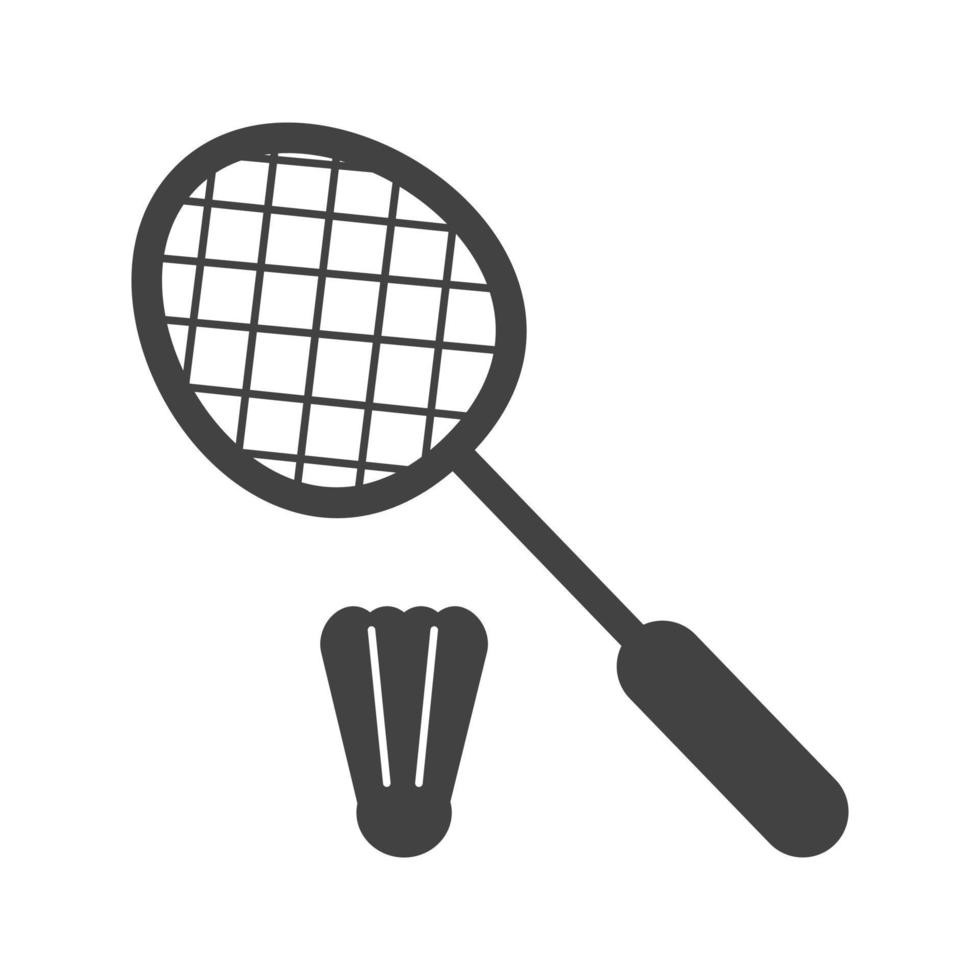 badminton glyph zwart pictogram vector