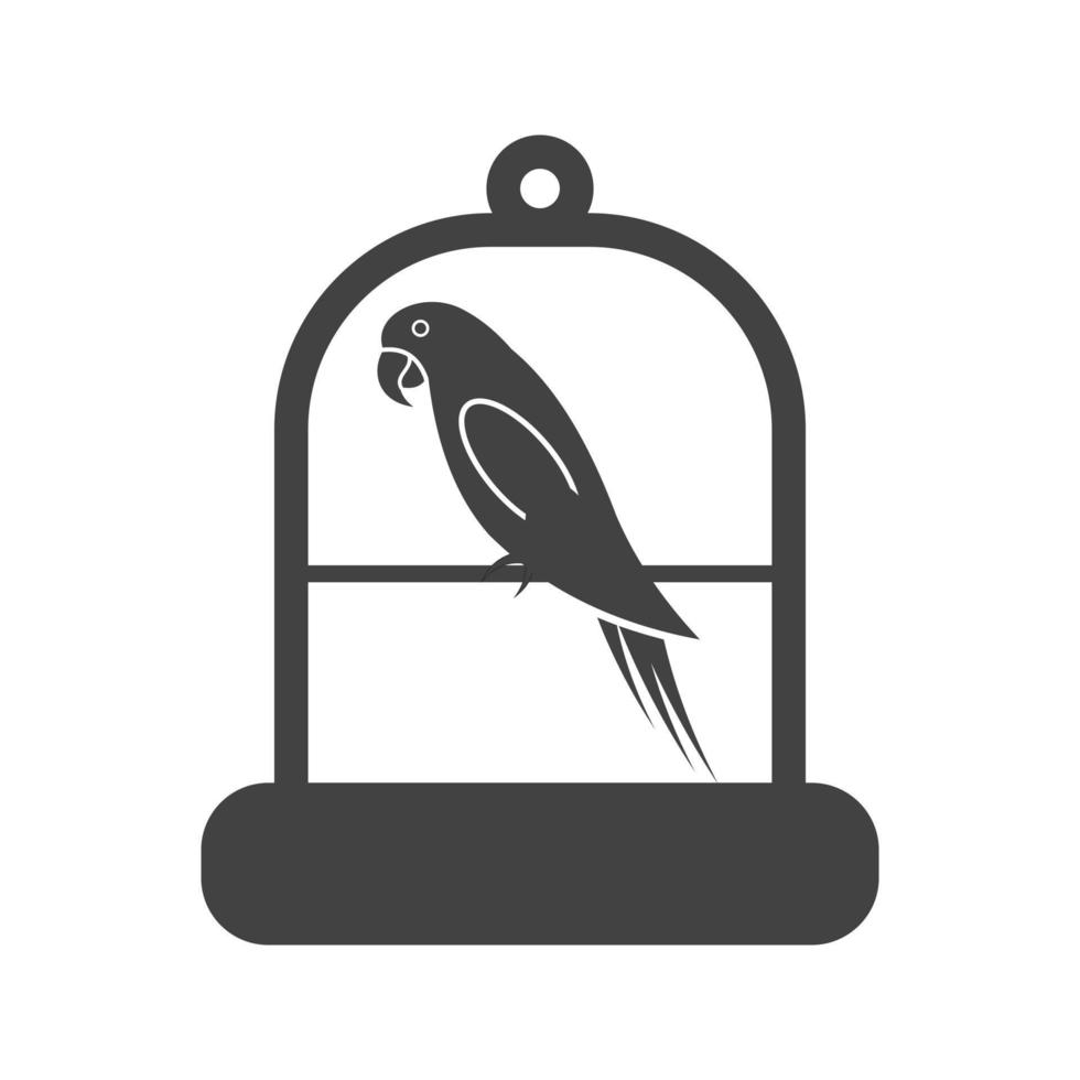vogel in kooi glyph zwart pictogram vector