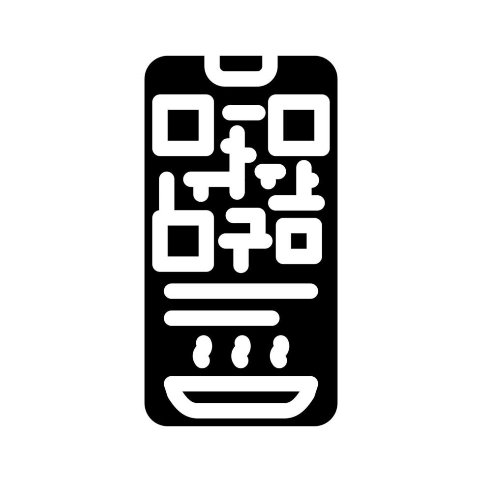 qr-code om voedsel te ontvangen in kantine glyph pictogram vectorillustratie vector