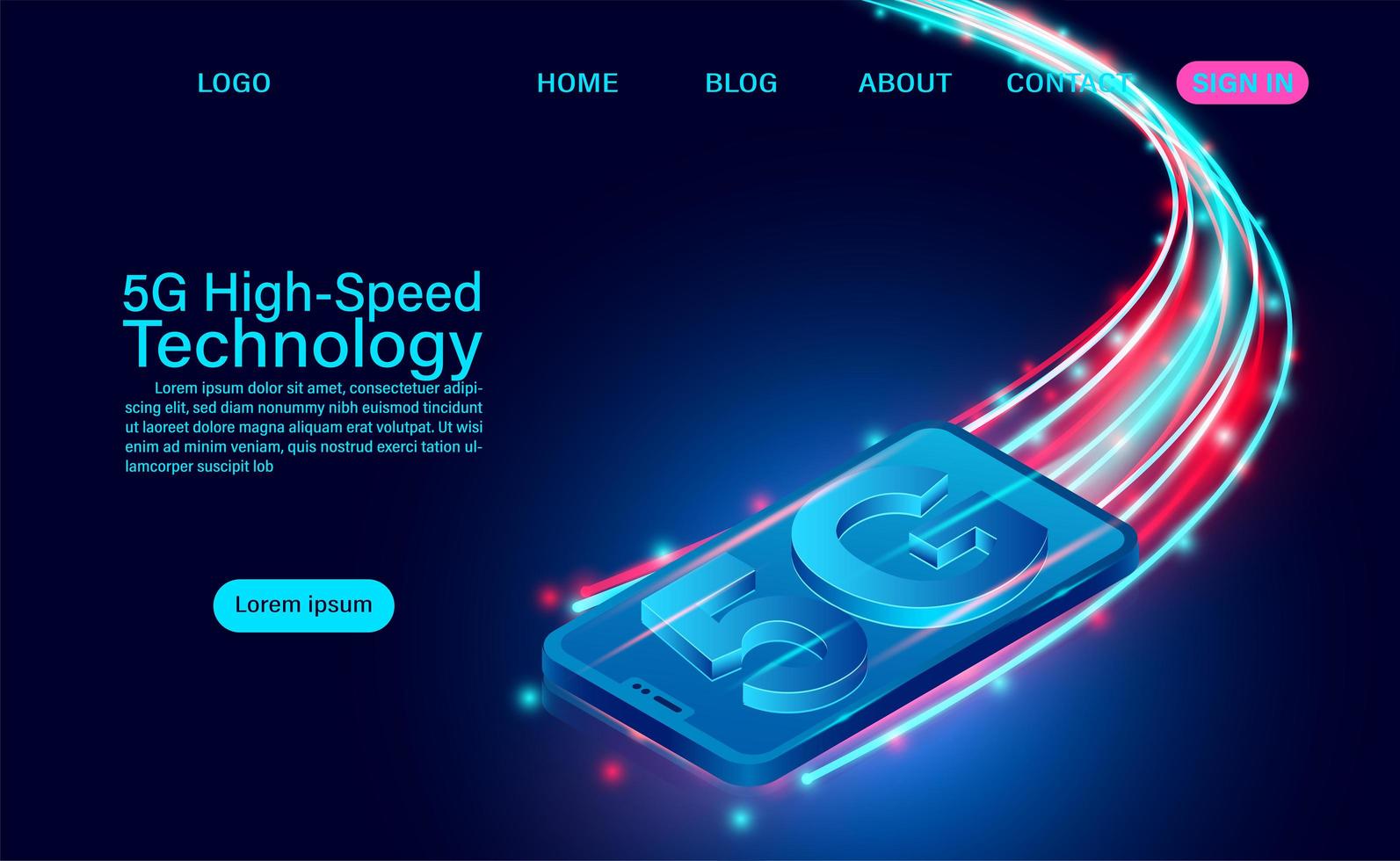5g zoomen op smartphone high-speed technologie vector