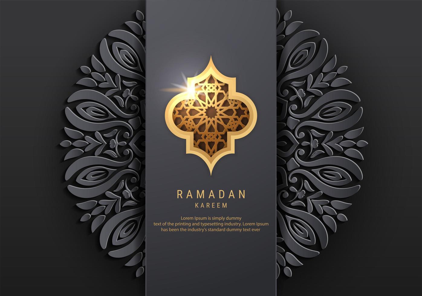 donkergrijze sierlijke ramadan kareem groet vector