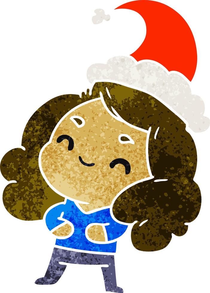 kerst retro cartoon van kawaii girl vector