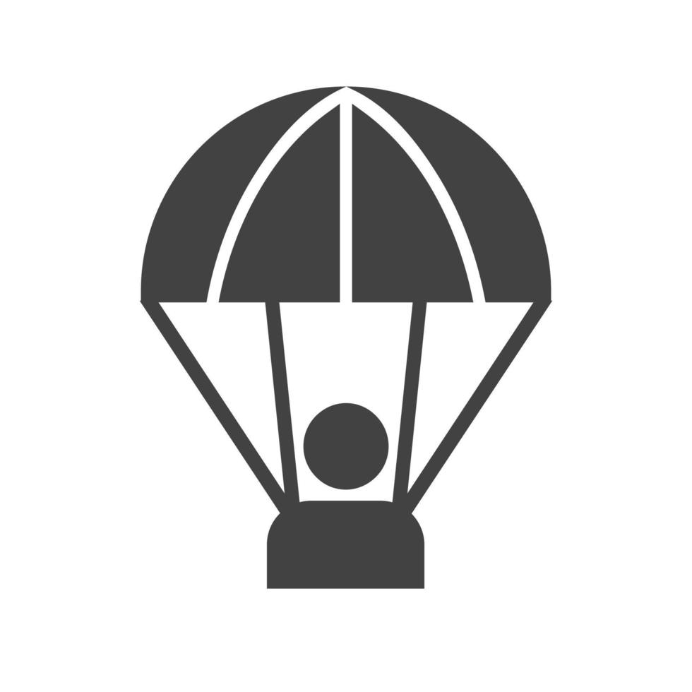 parachuter glyph zwart pictogram vector