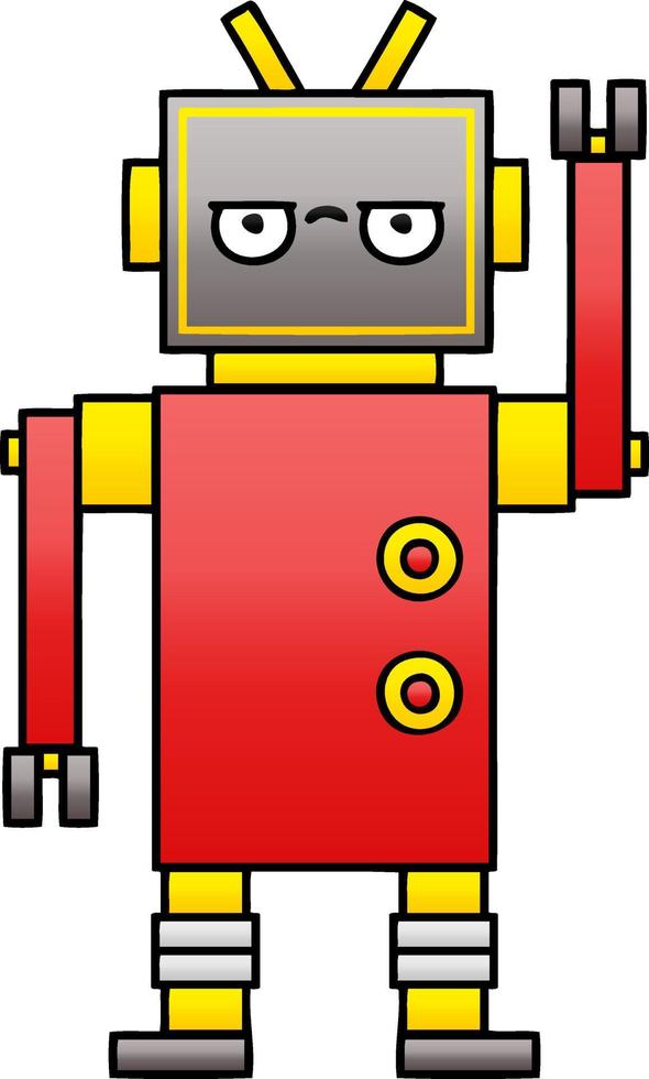 gradiënt gearceerde cartoon geïrriteerde robot vector