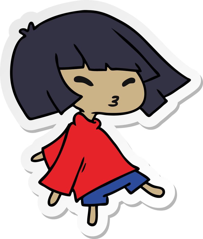 sticker cartoon van een schattig kawaii meisje vector