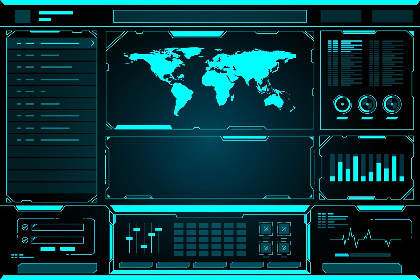 wereldkaart technologie toekomstige interface hud vector