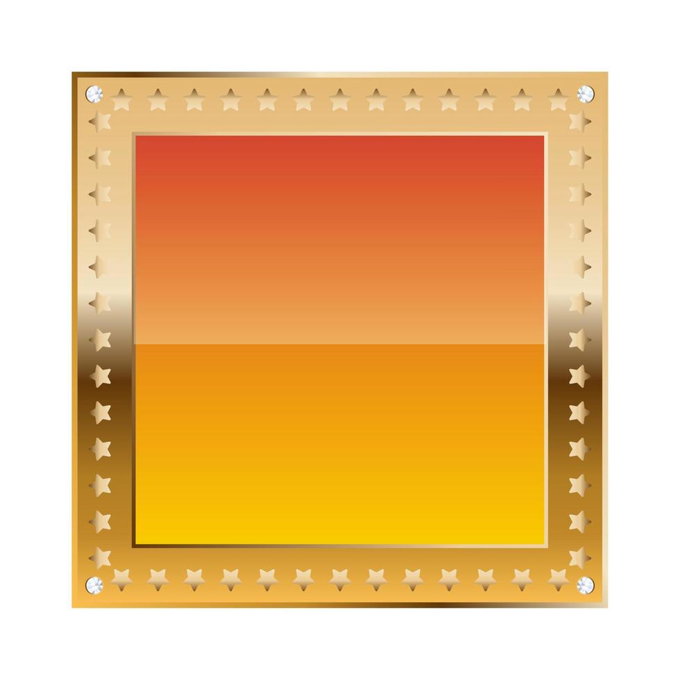oranje vierkante rand met gouden frame en diamanten vector