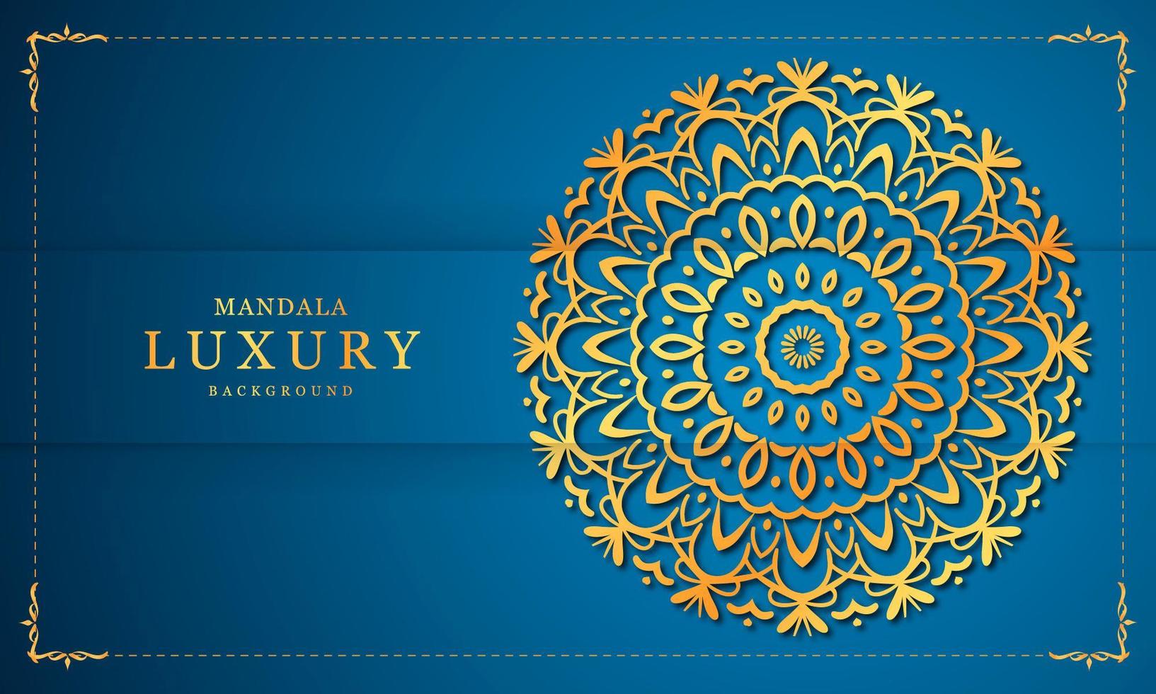 gouden en blauwe luxe mandala achtergrondontwerp vector