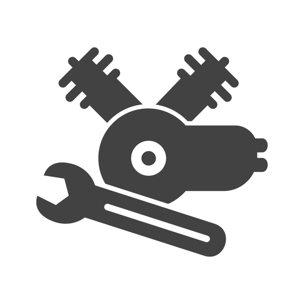 reparatie motor motor glyph zwart pictogram vector