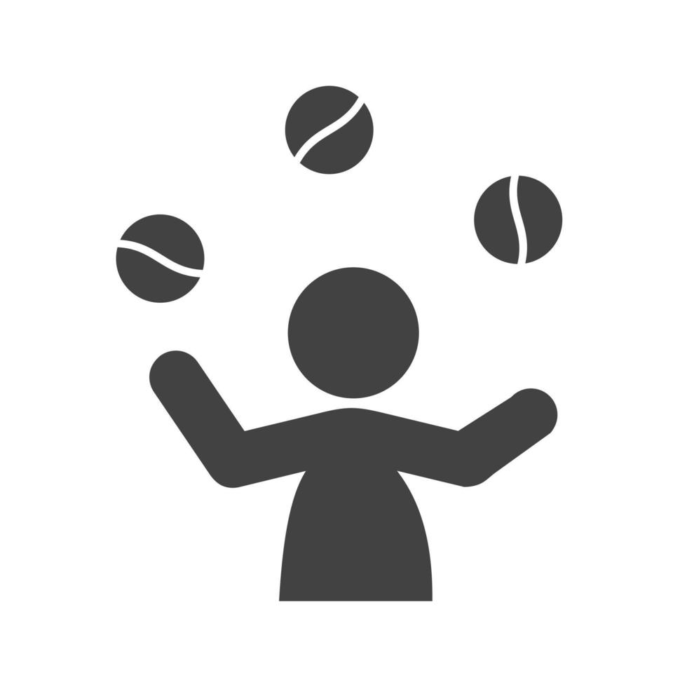 bal jongleren glyph zwart pictogram vector