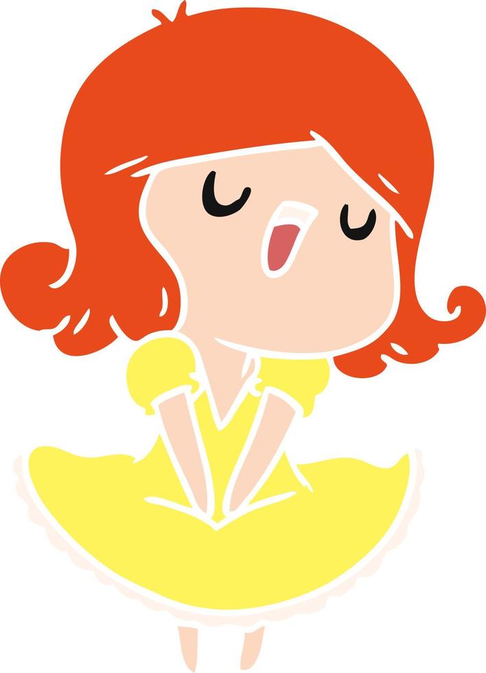 cartoon van een schattig zingend kawaii-meisje vector