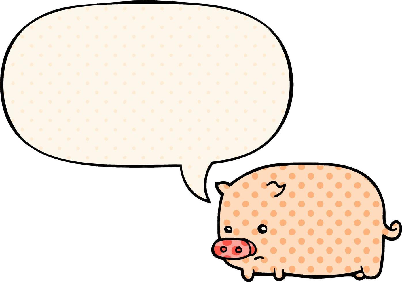 schattige cartoon varken en tekstballon in stripboekstijl vector