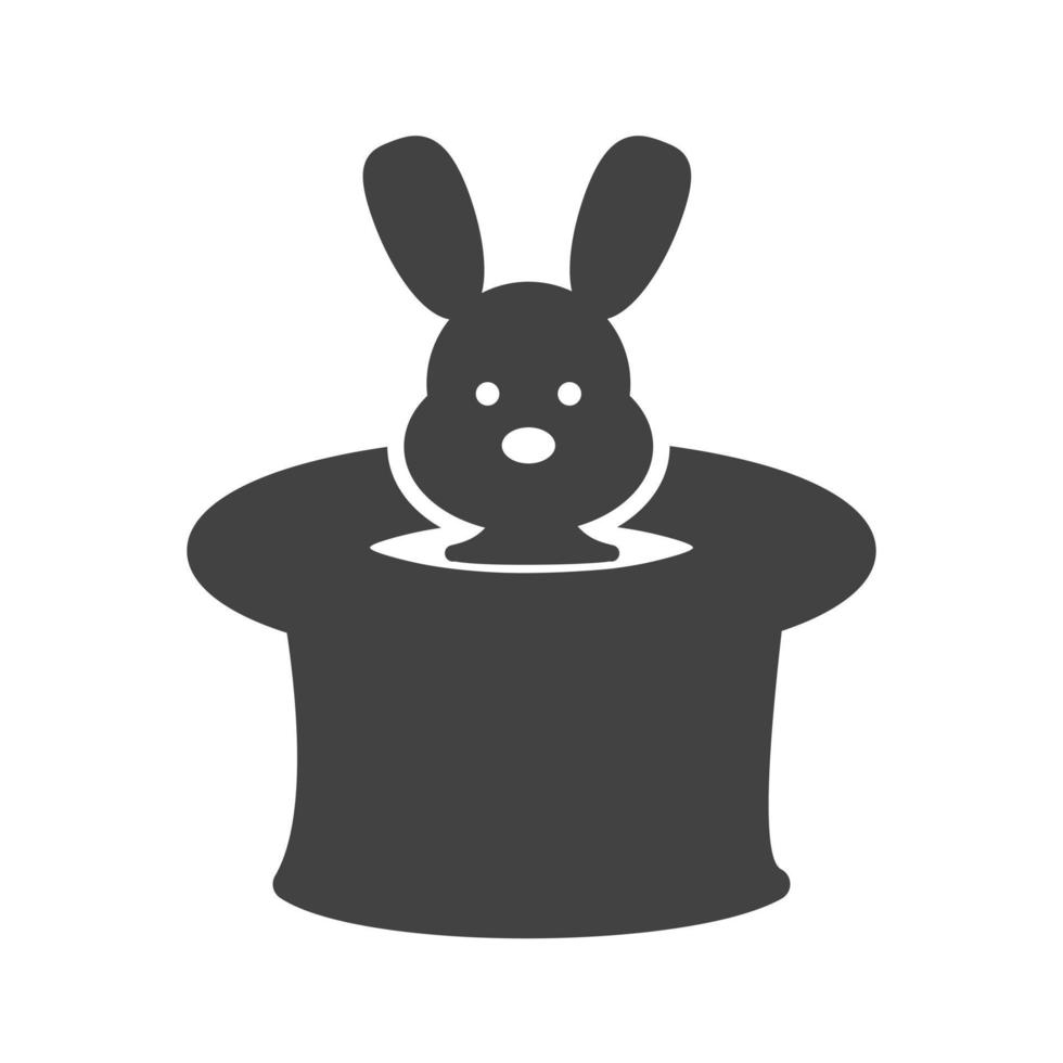 konijn in hoed glyph zwart pictogram vector