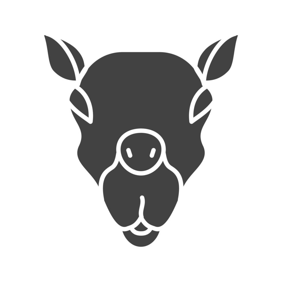 kameel gezicht glyph zwart pictogram vector