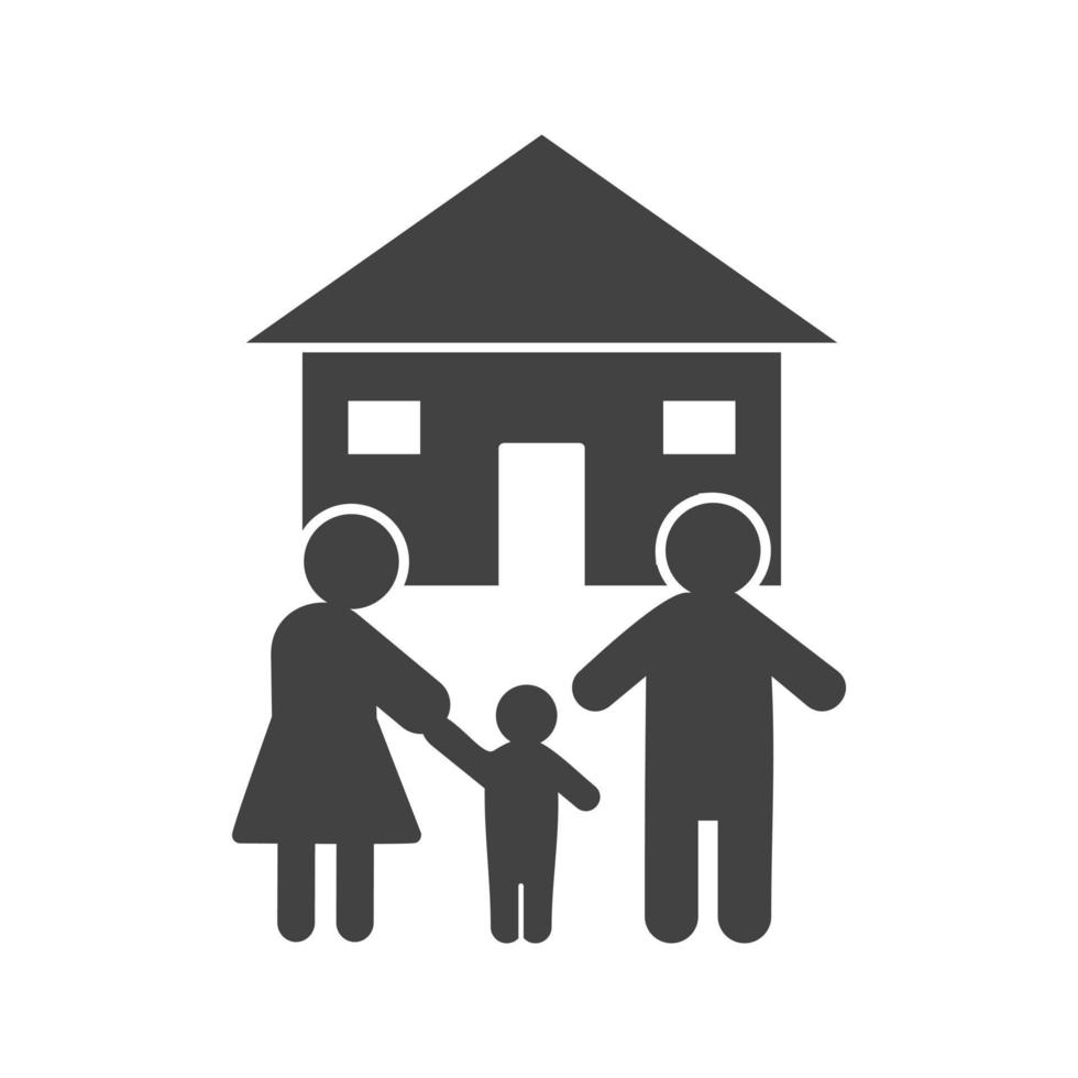 familie huis glyph zwart pictogram vector