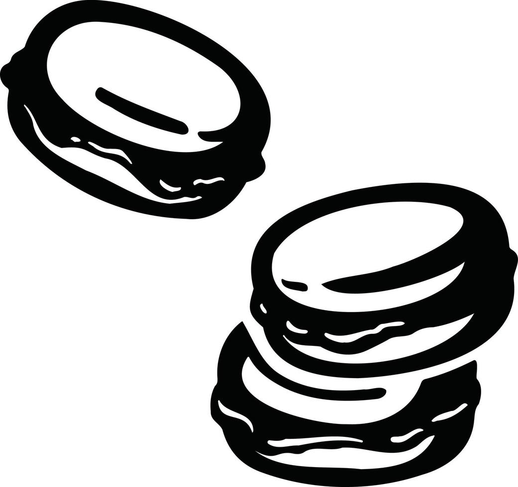 macaronkoekjes, cakedessert, handgetekende illustratie vector