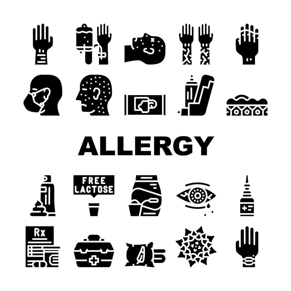 allergie gezondheidsprobleem collectie iconen set vector