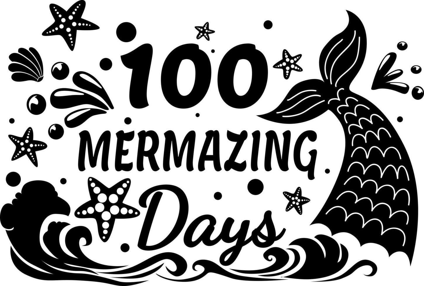 100 mermazing dagen vector, zeemeermin citaat vector