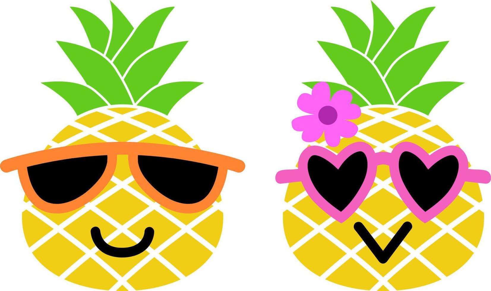 zomer ananas vector bundel, ananas fruit met zonnebril, kinderen, jongen en meisje