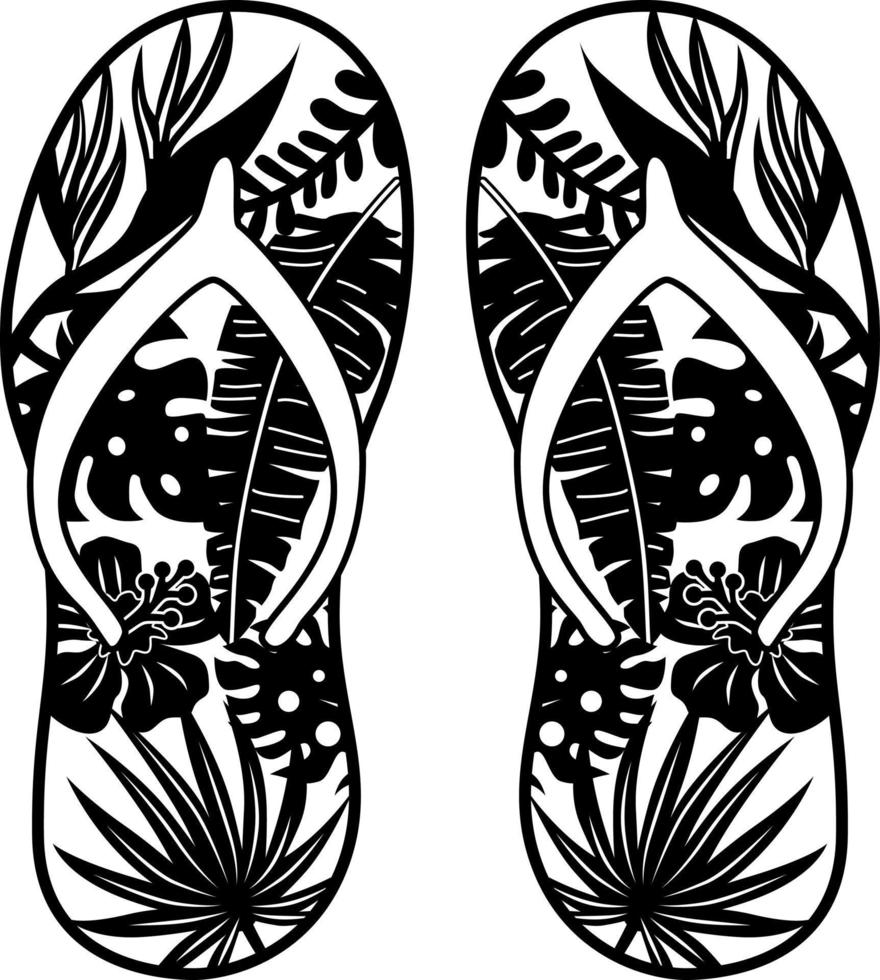 teenslippers vector, slippers tropisch silhouet, sandalen, zomerstrand vector