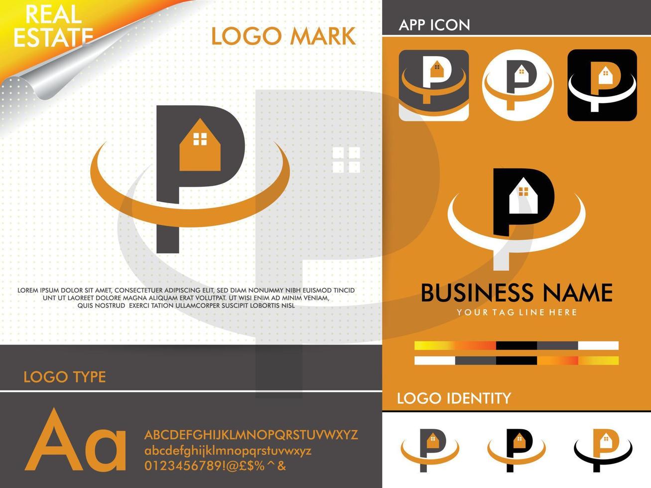 onroerend goed letter p logo vector ontwerpsjabloon